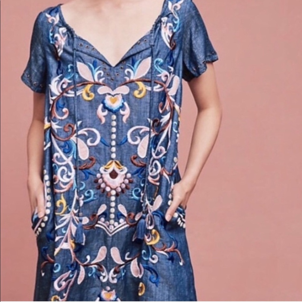 Anthropologie Holding Horses Folklore Embroidered Dress
